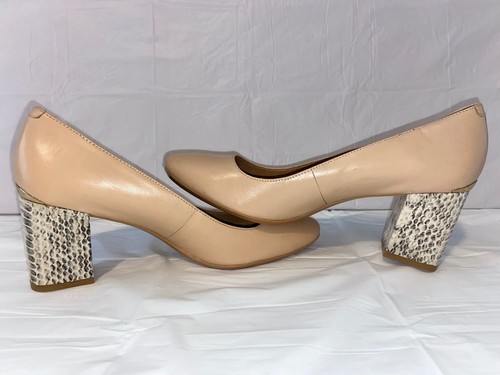 Calvin Klien Cirilla Leather Heels Size 7 Ivory Animal Print Heel Slip-On - Picture 8 of 11
