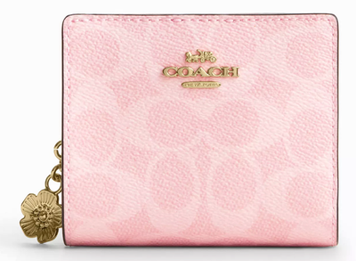 Coach CEC34 Snap Wallet in Signature Canvas & Leather Powder Pink