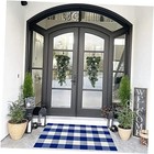  Cotton Buffalo Plaid Rug 27.5"x43" Blue and White Checked Rug Washable 