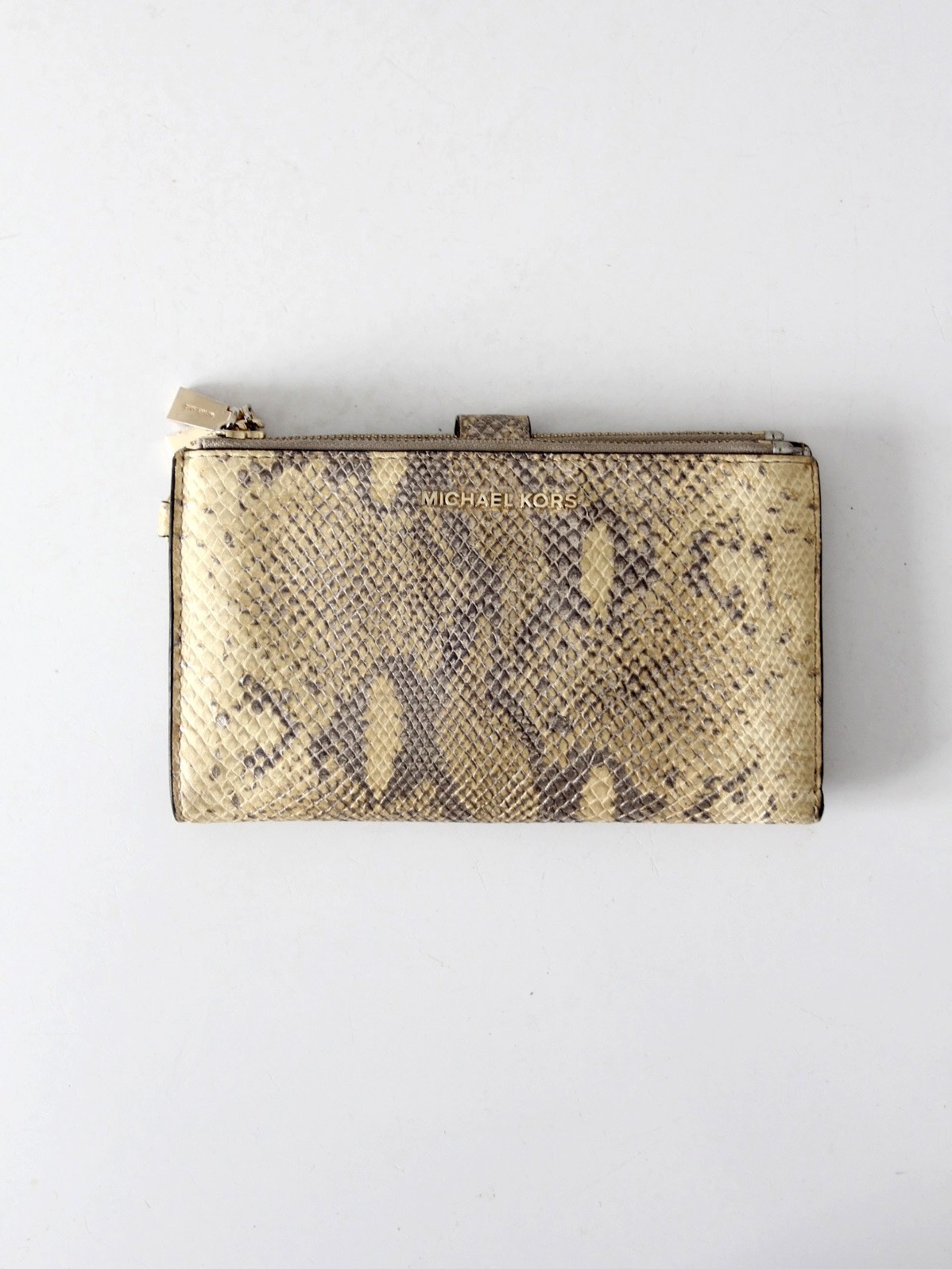 Michael Kors Python Embossed Leather Wallet – Gol… - image 1