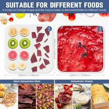 4 Pcs Silicone Food Dehydrator-Trays Edge Mesh Dehydrator Mats Reusable Non Meat