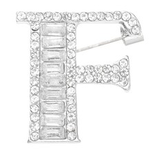 Letter Brooch Pins, Initial Letter F Rhinestone Broaches, Silver Tone