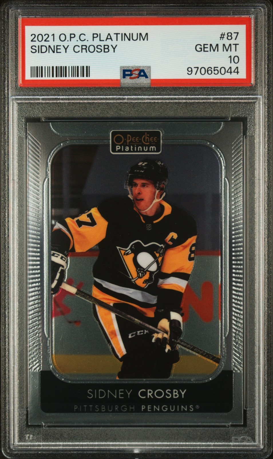 2021 O-Pee-Chee OPC Platinum Sidney Crosby #87 PSA 10 Pop 1 view 1