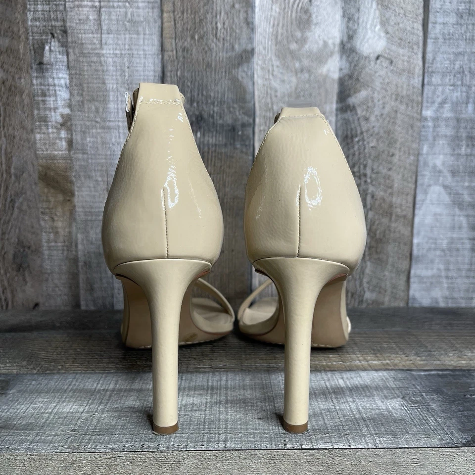 Womens Vince Camuto Lauralie Beige Patent Leather Strappy Stiletto Heels Size 9 - Image 4 of 4