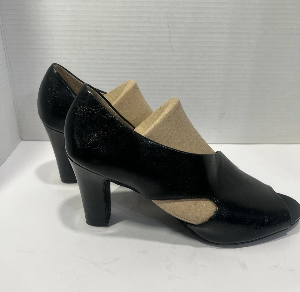 Sapatos femininos Lifestride Simply Comfort preto salto peep toe carreira tamanho 11 M - Imagem 2 de 4