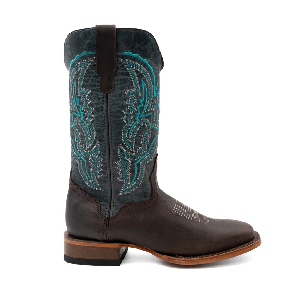 Ferrini Clint Embroidered Square Toe Pull On Cowboy Mens Blue Brown Casual Boo 42790₽