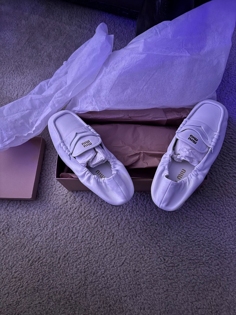 White leather Miu Miu loafers women~Size 7~Excellent condition