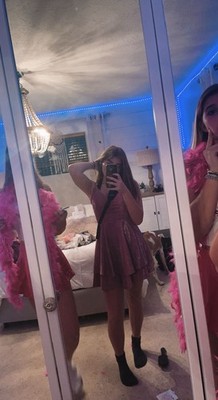 B. Smart Pink Glitter V-Neck Strappy Open Back A-Line Short Dress Size 9