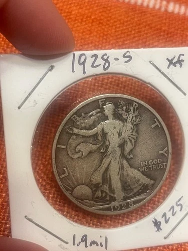 1928 s walking liberty half dollar xf