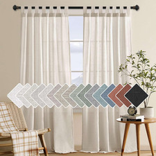 2 Pack Ultra Luxurious Solid High Woven Linen Elegant Semi Sheer Curtains 7 Tab