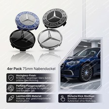 4x 75mm für Mercedes Benz Nabendeckel Radnabenkappen Felgendeckel Radkappen