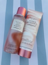 Victoria's Secret AMBER ROMANCE WHIPPED 2 pc SET Body Cream  Mist NEW RELEASE