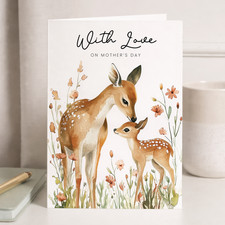 Mother's Day Card Cute Deer Illustration Wildlife Lover Gift Mum