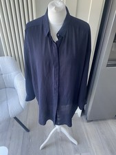 COS OVERSIZED LONG CHIFFON STYLE NAVY BLUE SHIRT SIZE EUR 38 UK 10 LADIES 