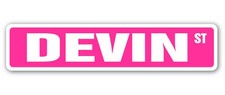 DEVIN Street Sign Childrens Name Room Metal Sign Decal