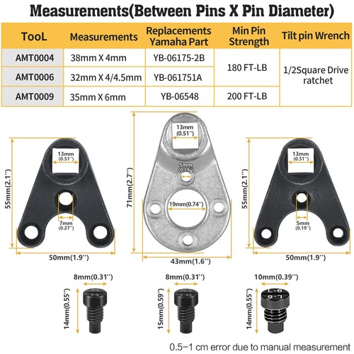 Tilt Pin Wrench Tools for Yamaha Suzuki Johnson Evinrude MT0004 MT0006 MT0009 - Picture 3 of 7