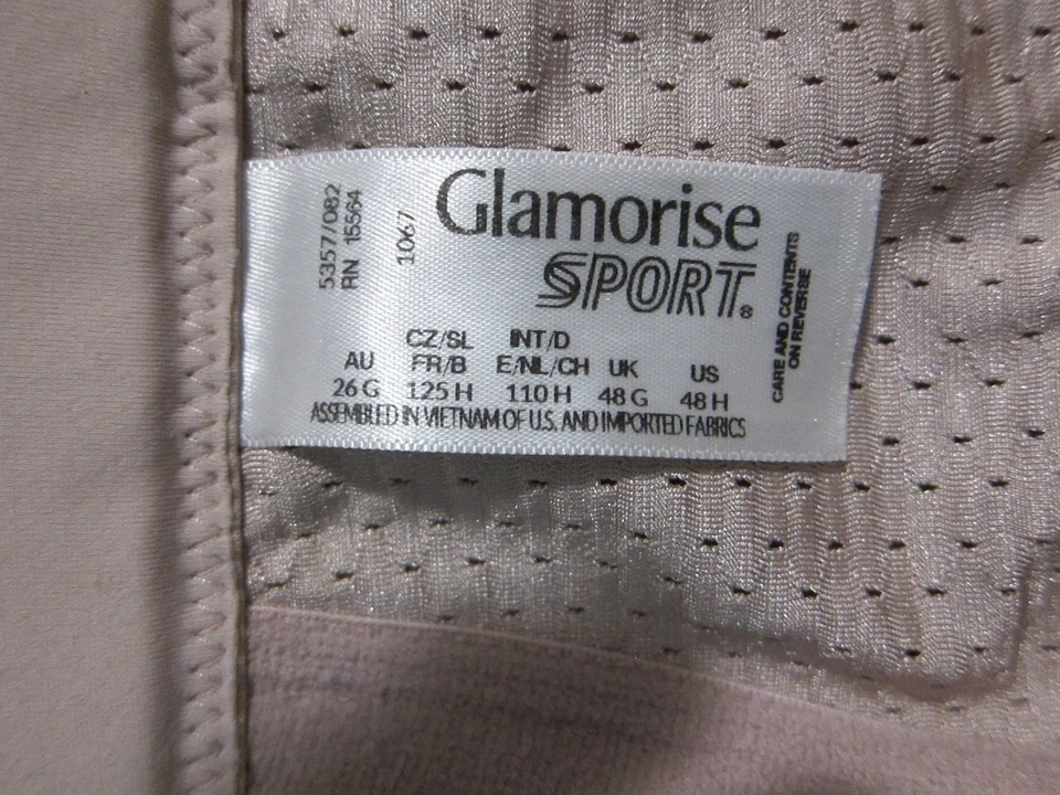 Sujetador deportivo camisola sin rebote Glamorise para mujer 1067 rosa tostado 48H Foto 3 de 3