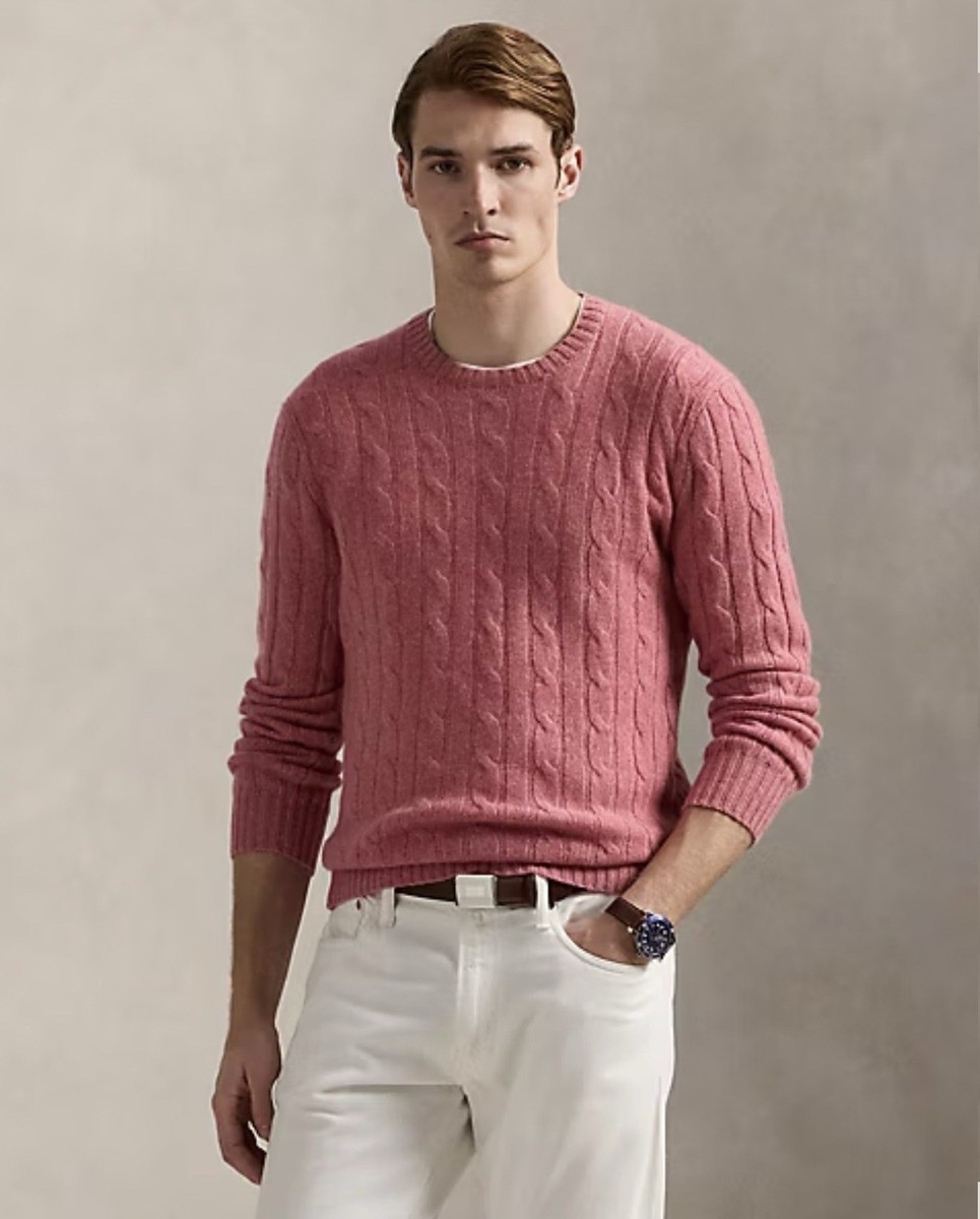 $498 Polo Ralph Lauren Men's The Iconic Cable-Knit Cashmere
