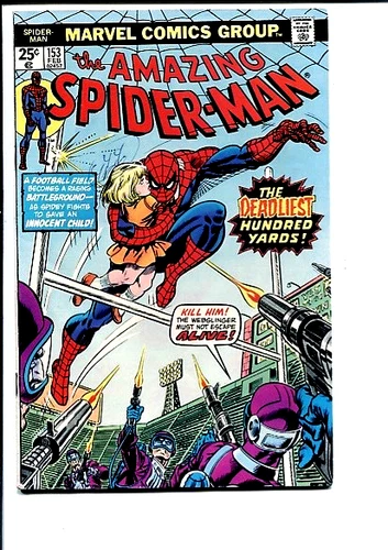 AMAZING SPIDER-MAN 153 VF NFL-RELATED STORY 1976