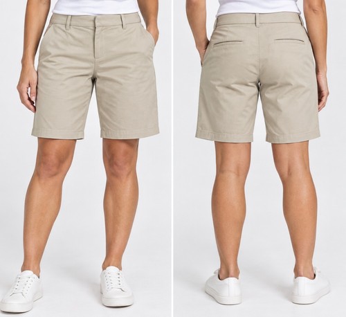 Talbots Perfect Shorts Womens 12 Khaki Beige Bermuda 10.5” Inseam NWT