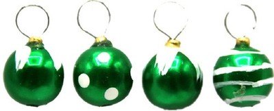 Puppenstube grün & weiß Kugeln Miniatur Christbaumschmuck Deko