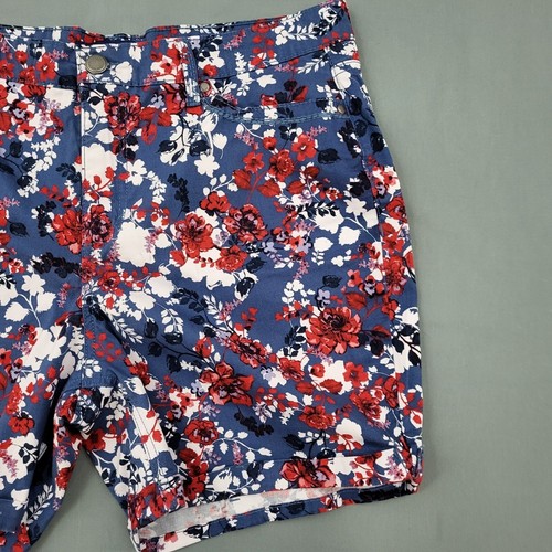 Bandolino Shorts Womens 14 High Rise Chino 5.5" Inseam Twill Floral Red Blue - Picture 3 of 12