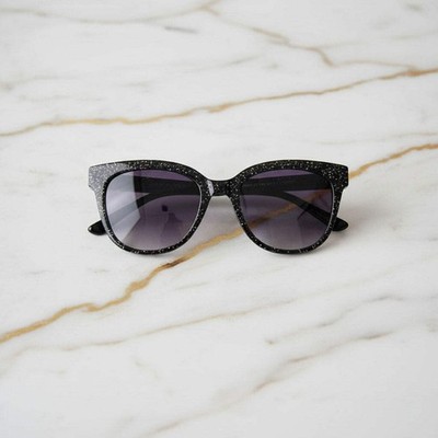 Sonnenbrille Schwarz Glitzer Cateye Damen UV Schutz Elegant Glamour Trend Design