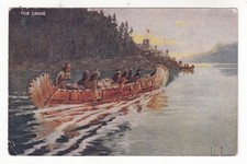 1907 CARLIN NEVADA PELLICCIA CANOA INDIANI HUDSON BAY CANADA CARTOLINA D'EPOCA NUOVA VECCHIA!