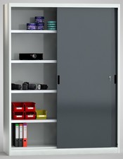 Schiebetürenschrank 2000x1500x525mm HxBxT 2x4 Fachböden Stahl Industrie