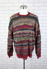 Vintage John Ashford 3D Textured Knit Multicolor Sweater Mens XL Italy