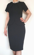 DIVA CATWALK black peplum dress size XL stretchy fits UK 14 EUR 42-44 NWOT