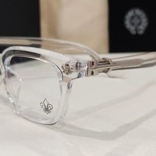 Chrome Style Clear Square Eyeglasses Silver Floral Embellished Frame