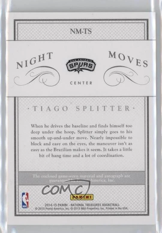 2014 Panini National Treasures Night Moves Prime /10 Tiago Splitter #NM-TS Auto - Image 2 of 2