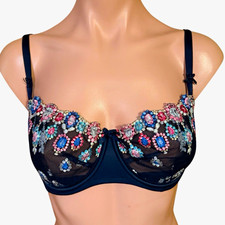 Victorias Secret 32DDD Dream Angels Unlined Demi Bra Push Up Mesh Lace Blue