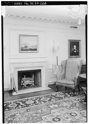 Washington DC White House Map Room Fireplace West Wall 1900s Interior