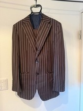 Men's striped three-piece suit setup