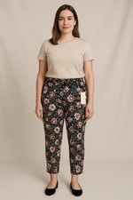 Haver Blair Floral Stretch Pull-On Pants Women s Size L Ankle Length NWT