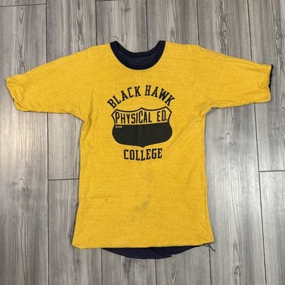Vintage 80s Black Hawk College PE Reversible Jersey Shirt fit M Track Grunge 70s