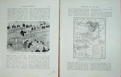 Alter antiker Druck Russisch-Japanisches Kriegshaus Parlament Tokio Karte Russland