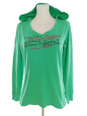 JACK WOLFSKIN Damen Bluse Gr. M Grün Bio-Baumwolle 100% Langer Ärmel Logo