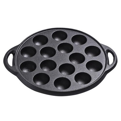 Cast Iron Pancake Pan NonStick Takoyaki 15 Holes Escargot Meatballs Plate