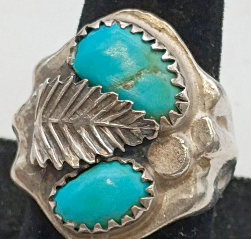 Vintage Sterling Silver Turquoise Ring 28.7g Bold Southwestern Statement. Sz 10