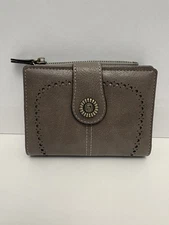 Women RFID Blocking Small Leather Wallet Credit Card Holder Mini Bifold Grey 