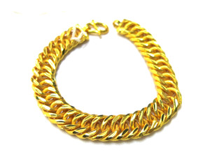 Authentic 24K Gold Plated Curb Chain Bracelet Men Bold Jewelry 11mm 7.5" Heavy 40g
