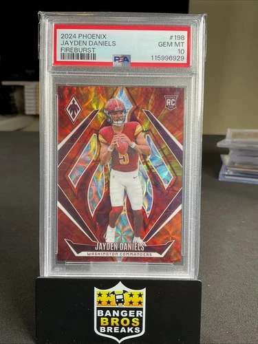 2024 Phoenix #198 Jayden Daniels Fireburst /350 RC PSA 10 *COLOR MATCH*