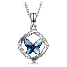 Butterfly Sterling Silver Crystal Necklace for Women  Birthday Gifts for Her, M