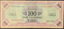 1943-A  ITALY MILITARY PAPER MONEY - 100 LIRE BANKNOTE!