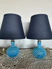 Fenton Art Glass Opalescent Blue Hobnail Lamps With Shades