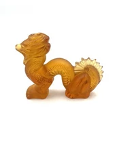 Lalique Figurine Dragon Cristal Ambre Top état Idée Cadeau