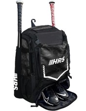 Hit Run Steal Bat Bag Backpack Holds 4 Bats Gloves Helmet and Cleats Camo Black